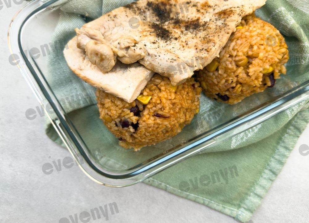 Turkey steak with Mexican rice