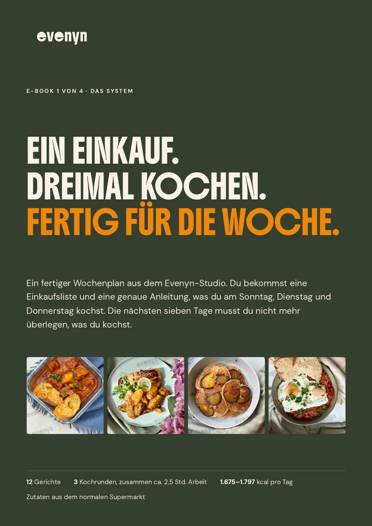 Titelseite des E-Books Ein Einkauf, dreimal kochen, fertig für die Woche