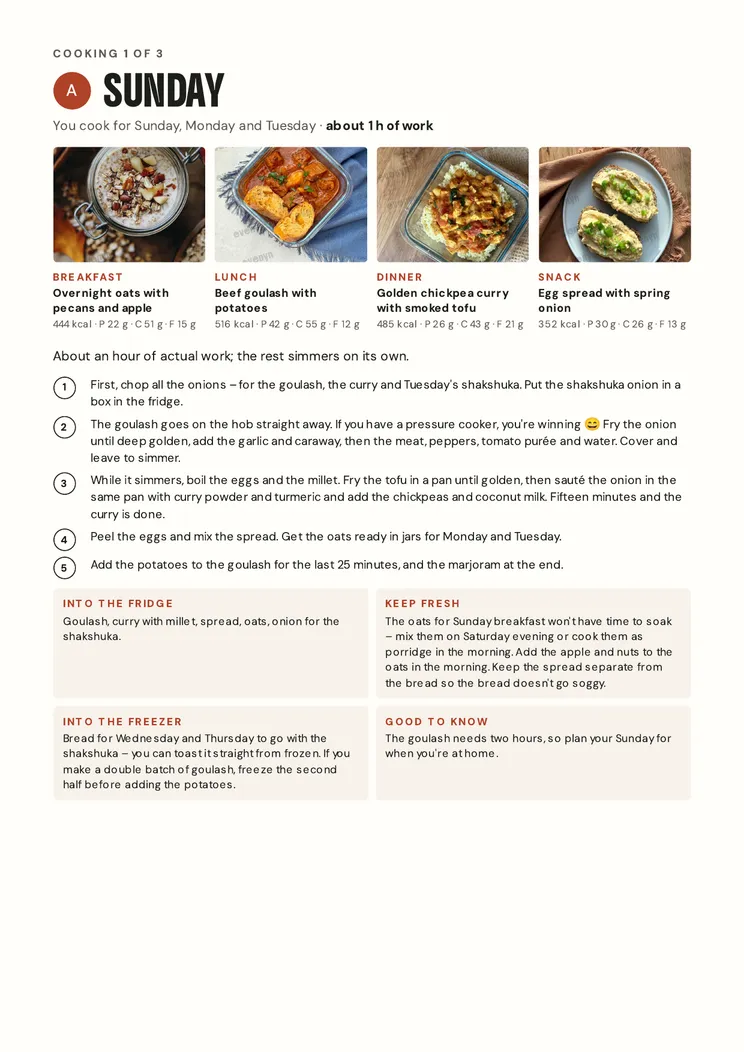 Page 4 of the ebook Autumn meal plan for the whole week