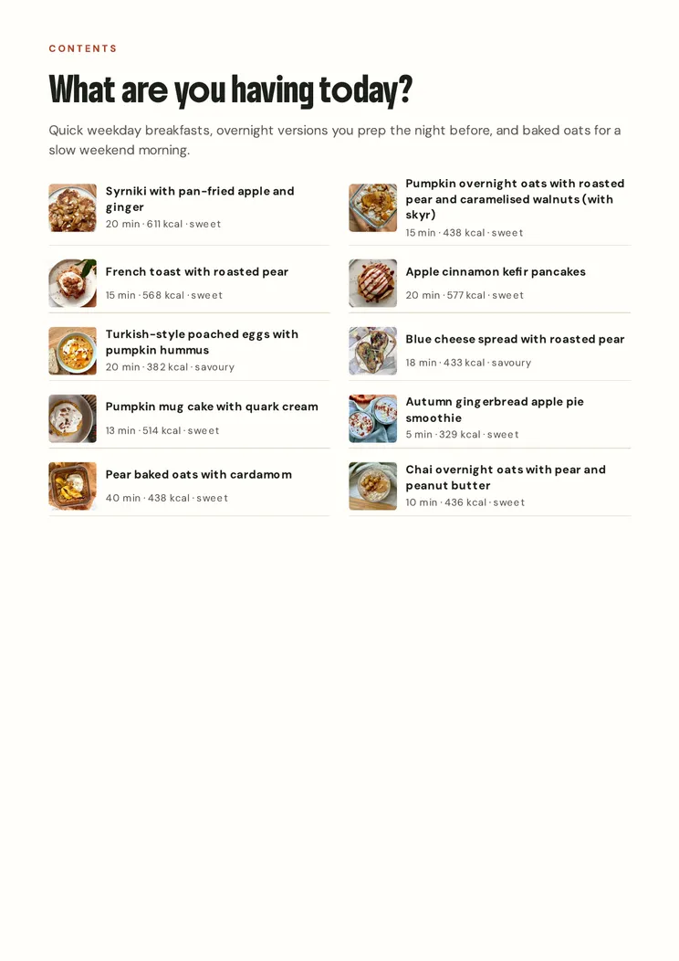 Page 2 of the ebook 10 autumn breakfasts