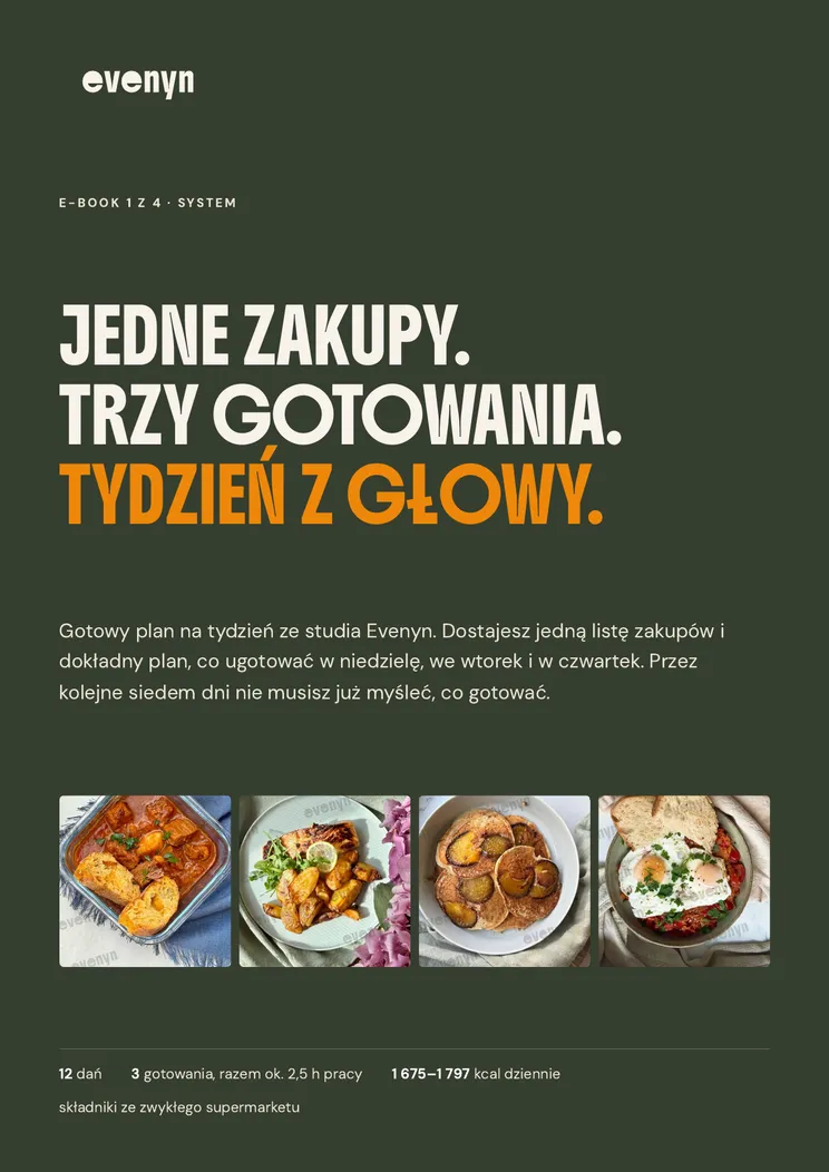 Okładka e-booka Jedne zakupy, trzy gotowania, tydzień z głowy