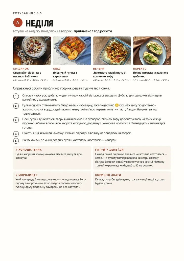 Сторінка 4 з ебука Осіннє меню на весь тиждень
